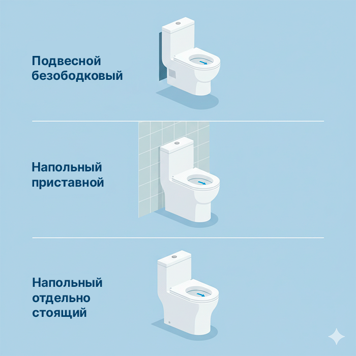 Виды безободковых унитазов