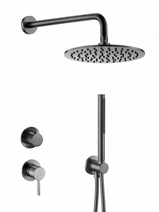 Встраиваемый душевой комплект со смесителем Benesque Lumiere 21014903 черный брашированный